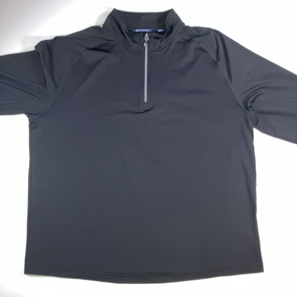 Cutter & Buck Mens 2XB Black 1/4 Zip Pullover Performance Stretch Long Sleeve